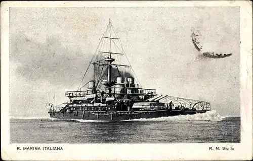 Ak Italienisches Kriegsschiff, RN Sicilia, Marina Italiana