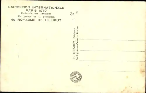 Ak Paris, Exposition Internationale 1937, Un groupe de la population de Royaume de Lilliput