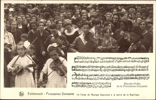 Lied Ak Echternach Luxemburg, Procession Dansante, Corps de Musique, Marche Polka