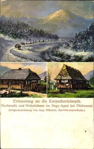 Künstler Ak Wilhelmi, Ukraine, Nagy Ag, Rika Tal, Erinnerung an die Karpatenkämpfe, I WK