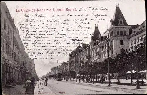 Ak La Chaux de Fonds Kanton Neuenburg, Rue Leopold Robert