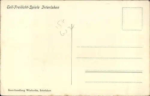 Ak Interlaken Kt. Bern Schweiz, Tell-Freilicht-Spiele, Apfelschuss-Szene