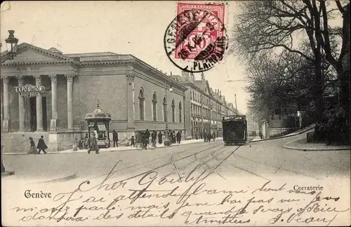 Ak Genève Genf Schweiz, Corraterie, Straßenbahn