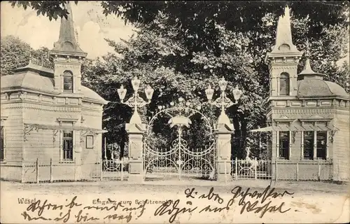 Ak Wesel am Niederrhein, Eingang zum Schützenplatz