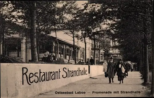 Ak Ostseebad Laboe, Restaurant Strandhalle, Promenade