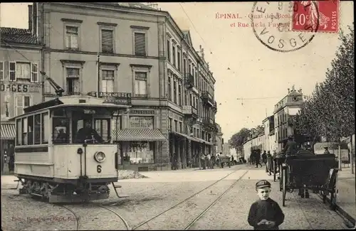 Ak Épinal Lothringen Vosges, Rue de la Fayette, Straßenbahn