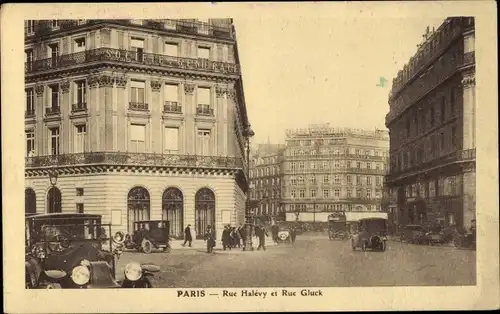 Ak Paris IX, Rue Halévy et Rue Gluck, Société générale