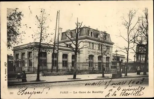 Ak Paris XII Reuilly, la Gare de Reuilly