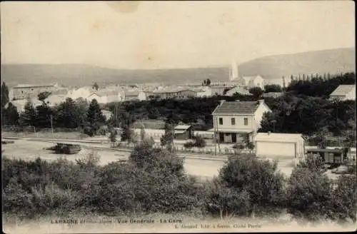 Ak Laragne Hautes Alpes, Vue Generale, la Gare