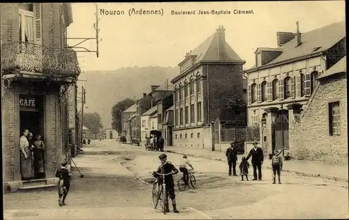 Ak Nouzon Ardennes, Boulevard Jean Baptiste Clément, Straßenpartie, Café