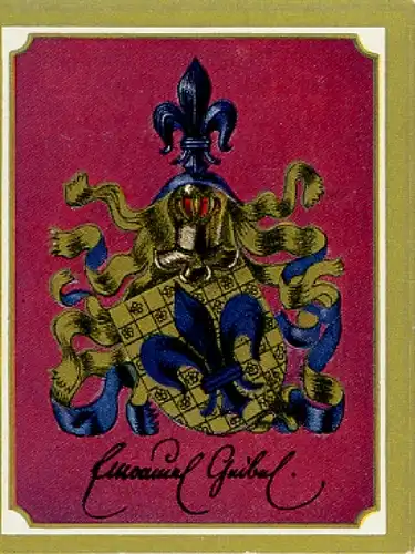 Sammelbild Ruhmreiche Deutsche Wappen Nr. 182, Emanuel Geibel, Dichter