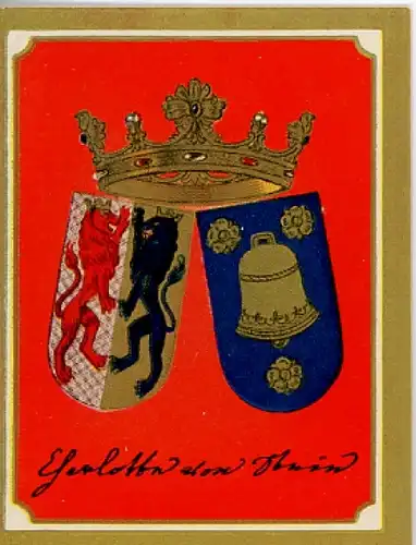 Sammelbild Ruhmreiche Deutsche Wappen Nr. 166, Charlotte von Stein, Freundin von Goethe