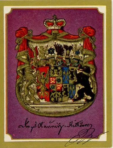 Sammelbild Ruhmreiche Deutsche Wappen Nr. 10, Wenzel Anton von Kaunitz, Kanzler Maria Theresias