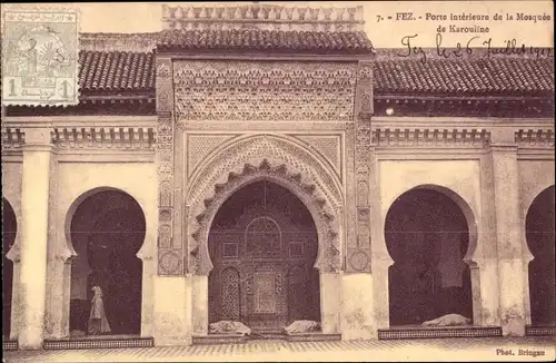 Ak Fès Fez Marokko, Porte interieure de la Mosquee de Karouline