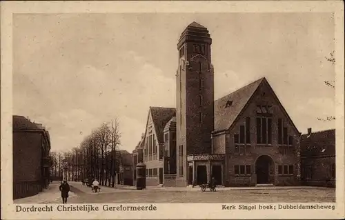 Ak Dordrecht Südholland Niederlande, Christelijke Gereformeerde, Kerk singel hoek, Dubbeldamscheweg
