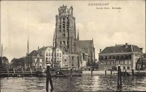 Ak Dordrecht Südholland Niederlande, Groote Kerk, Bornkade