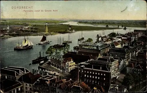 Ak Dordrecht Südholland Niederlande, Panorama vanaf de Groote Kerk