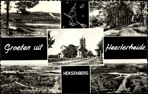 Ak Heksenberg Limburg Niederlande, Panorama op Staatsmijn Emma, R. K. Kerk
