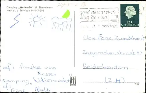 Ak Nuth Limburg Niederlande, Camping Weltevree, Autokennzeichen 06 31 DJ
