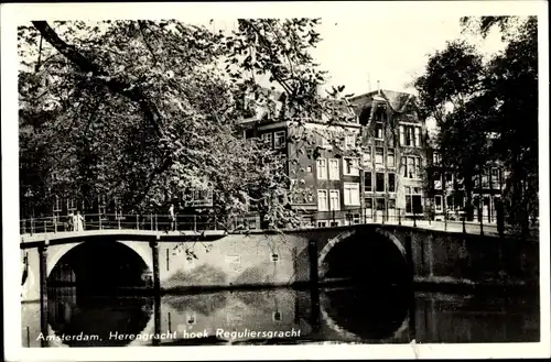 Ak Amsterdam Nordholland Niederlande, Herengracht hoek Reguliersgracht