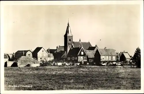 Ak Marken Nordholland Niederlande, Ort mit Kirche