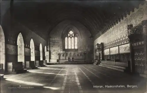 Ak Bergen Norwegen, Haakonshallen, Interior, Innenansicht