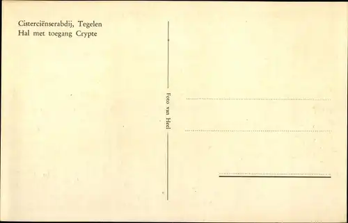 Ak Tegelen Heidenend Venlo Limburg Niederlande, Cistercienserabdij, Hal met toegang Crypte