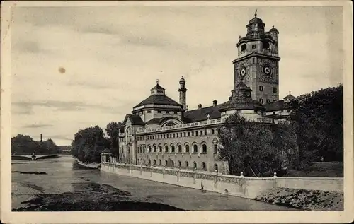 Ak München, Volksbad a. d. Isar