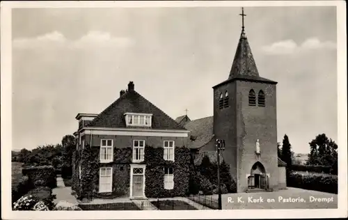 Ak Drempt Gelderland Niederlande, R.K. Kerk en Pastorie