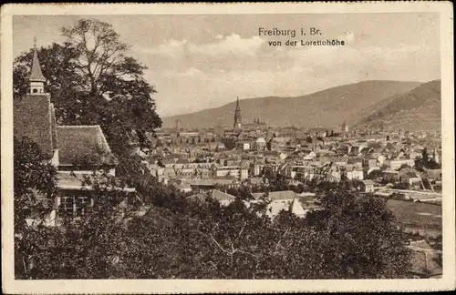 Ak Freiburg im Breisgau, Blick auf den Ort von der Lorettohöhe