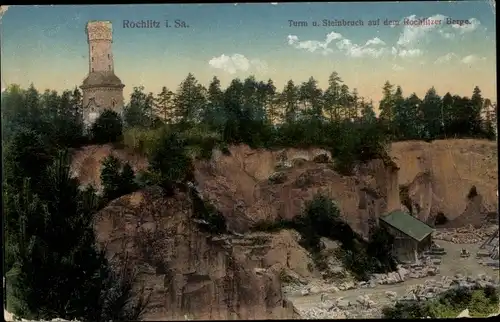 Ak Rochlitz an der Mulde, Turm und Steinbruch auf dem Rochlitzer Berg