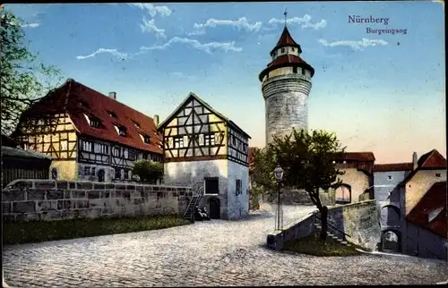 Ak Nürnberg in Mittelfranken, Burgeingang