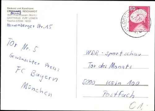 Ak Hildrizhausen in Württemberg, Bäckerei und Konditorei Bernd Reichardt, Kirche, Schwimmbad