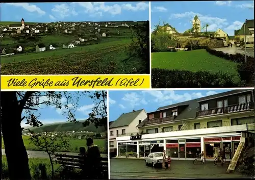 Ak Uersfeld in der Eifel, Ortsansichten, Panorama, Fiat Geschäft