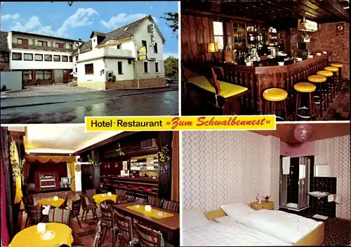 Ak Alsfeld in Hessen, Hotel Restaurant Zum Schwalbennest, Außenansicht, Bar, Schlafzimmer