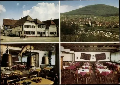 Ak Bad Rotenfels Gaggenau im Murgtal Schwarzwald, Gasthof Zum Salmen, Speisesaal, Panorama