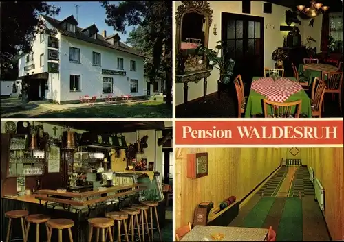 Ak Breitscheid im Westerwald, Pension Waldesruh, Theke, Gastraum, Kegelbahn