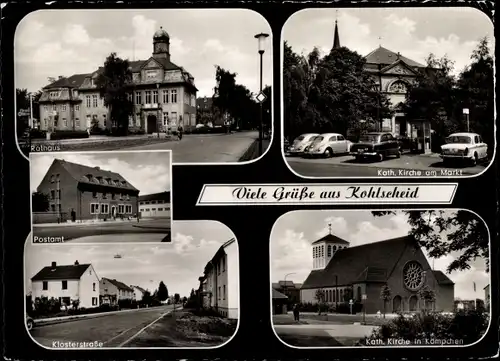 Ak Kohlscheid Herzogenrath Nordrhein Westfalen, Postamt, Rathaus, Kath. Kirche am Markt, Klosterstr.