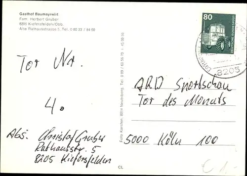 Ak Kiefersfelden Oberbayern, Gasthof Baumayrwirt, Außenansicht