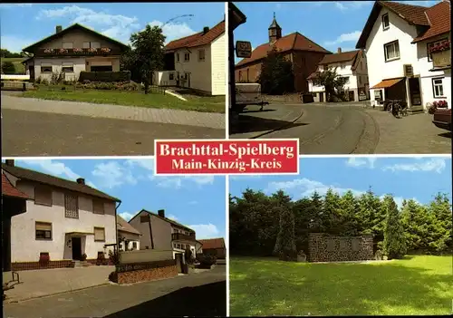 Ak Spielberg Brachttal in Hessen, Wohnhäuser, Geschäft Edeka, Zigarettenautomat, Denkmal