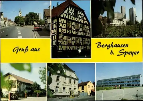 Ak Berghausen Römerberg in der Pfalz, Bürgermeisteramt, Hauptschule, Gasthaus Zum Engel