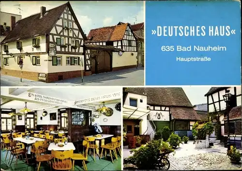 Ak Bad Nauheim in Hessen, Gaststätte Deutsches Haus, Innenhof, Restaurant