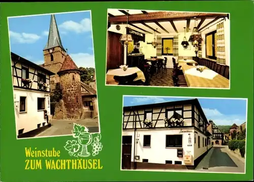 Ak Dörrenbach an der Weinstraße Pfalz, Weinstube Zum Wachthäusel, Restaurant, Ortspartie