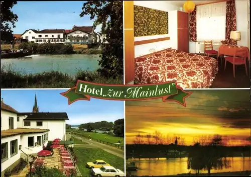 Ak Dörnigheim am Main, Hotel Zur Mainlust, Gästezimmer, Umgebung, Terrasse