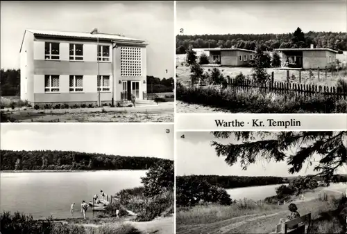 Ak Warthe Templin in der Uckermark, Neue Schule, Bungalows, Warthesee