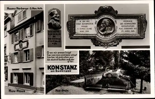 Ak Konstanz am Bodensee, Husens Herberge, Hus Haus, Hus Stein, Gedicht