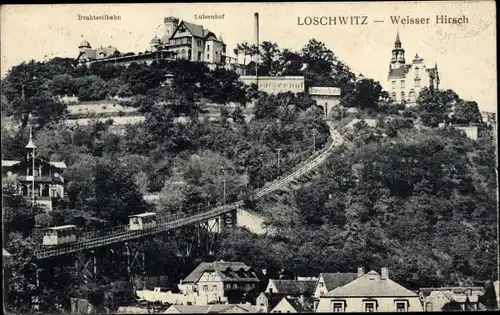 Ak Dresden Loschwitz, Weisser Hirsch, Drahtseilbahn, Luisenhof