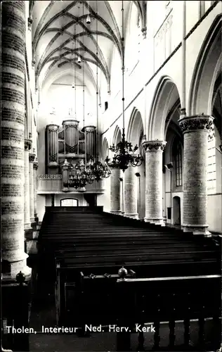 Ak Tholen Zeeland Niederlande, Interieur Ned. Herv. Kerk