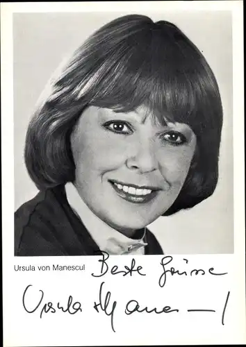 Ak Schauspielerin Ursula Von Manescul, Portrait, Autogramm