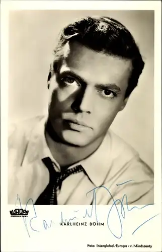 Ak Schauspieler Karlheinz Böhm, Portrait, Hochzeit auf Reisen, Autogramm